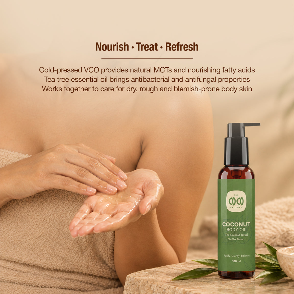 Body Oil – Virgin Coconut Oil + Tea Tree
